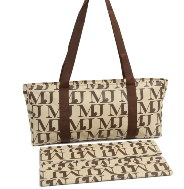 Beige/Brown MJ Design -Over the Shoulder Soft MahJongg Carrying Case